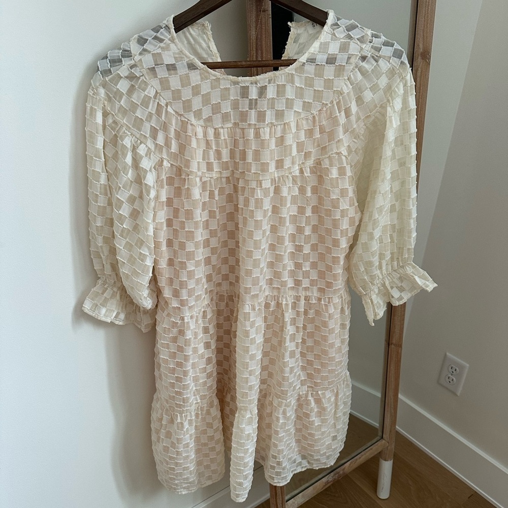 Storia Cream Checker Dress